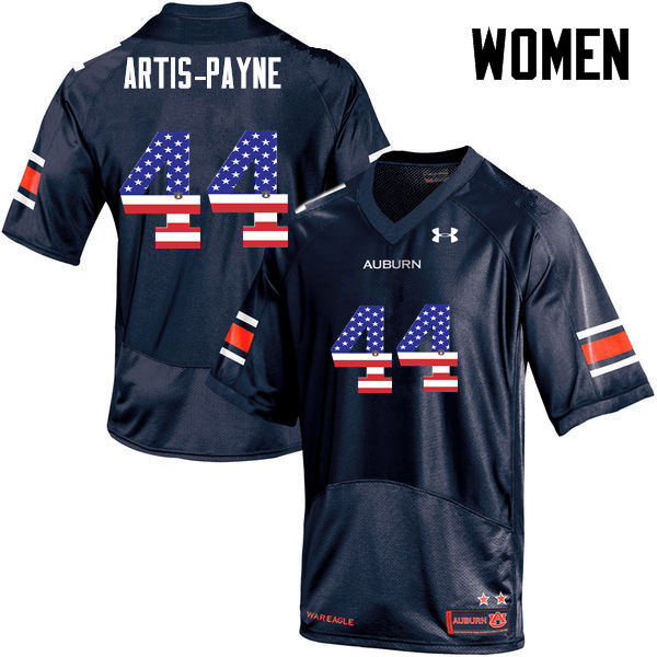 Women #44 Cameron Artis-Payne Auburn Tigers USA Flag Fashion College Football Jerseys-Navy - Click Image to Close